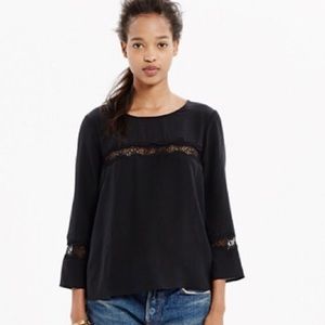 Madewell lace silk inset top